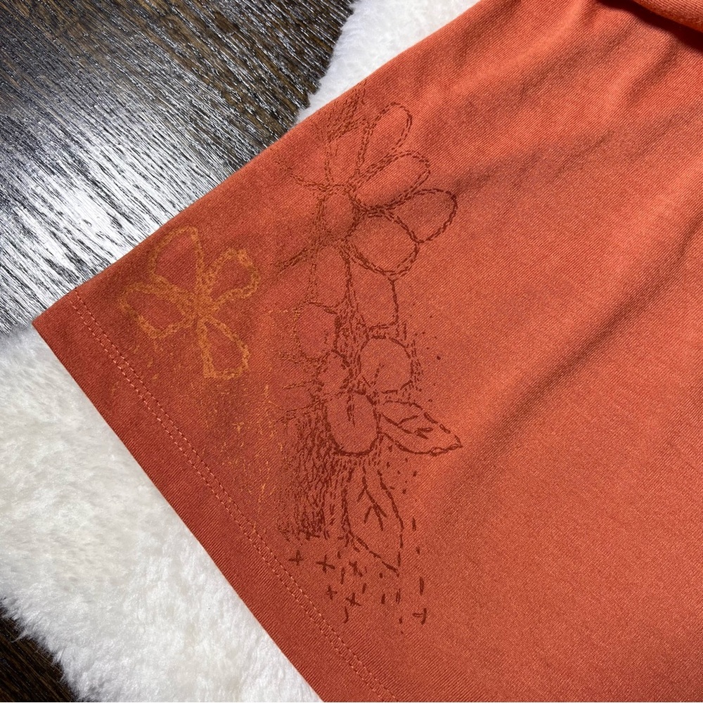 North Face Orange Floral Long Sleeve T-Shirt Large - Picture 5 of 12